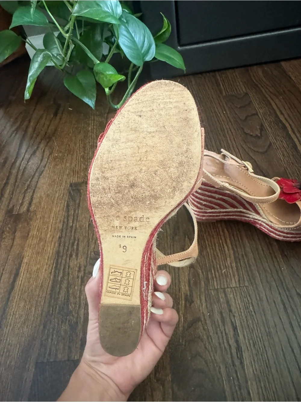 kate spade Pink and Red Floral Espadrille Wedge Sandals